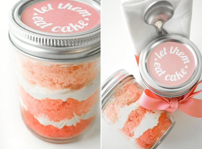 'Be My Bridesmaids' Ombre cupcakes in jars by Marry This! www.theweddingnotebook.com
