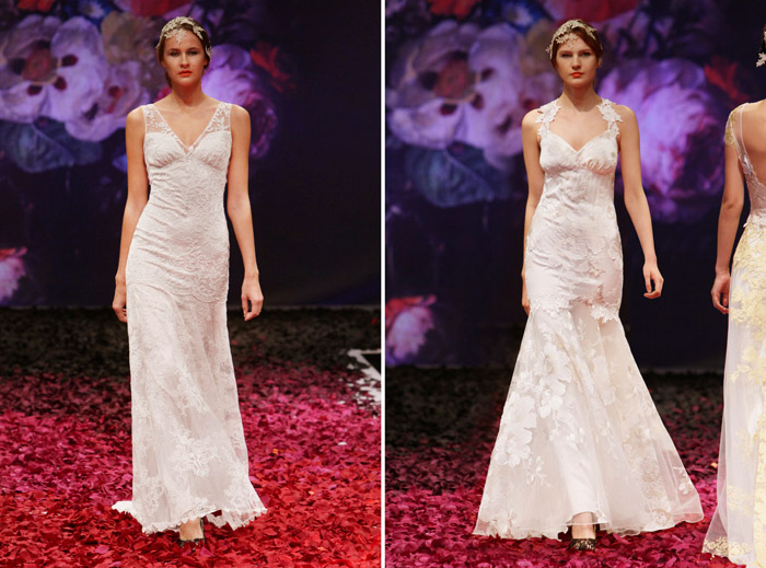 Left: Iris; Right: Mariposa – Claire Pettibone Fall 2014 Bridal Collection. www.theweddingnotebook.com