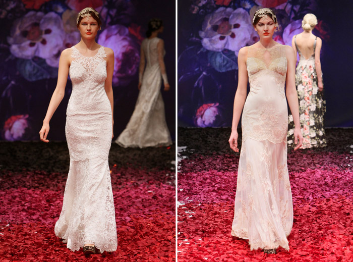 Left: Poppy; Right: Ambrosia. Claire Pettibone Fall 2014 Bridal Collection. www.theweddingnotebook.com