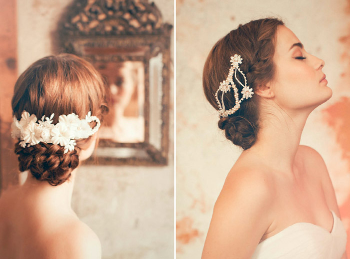 Left: Katya, Right: Gia – Jannie Baltzer Couture Headpieces 2015 Collection. www.theweddingnotebook.com