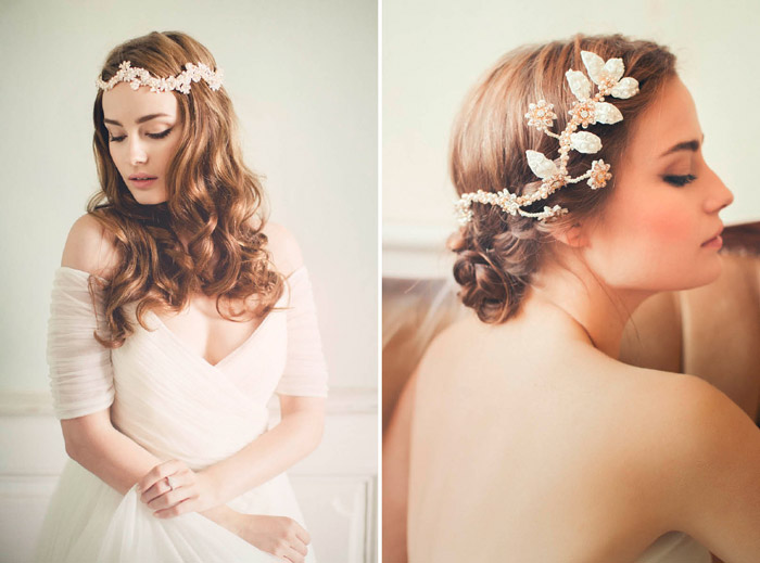 Left: Zoraya, Right: Valentina – Jannie Baltzer Couture Headpieces 2015 Collection. www.theweddingnotebook.com