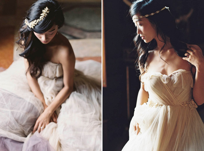 Left: Sonnet Vine; Right:Esmee Headband – Enchanted Atelier By Liv Hart Fall 2015 Collection. Photo by Laura Gordon Photography. www.theweddingnotebook.com