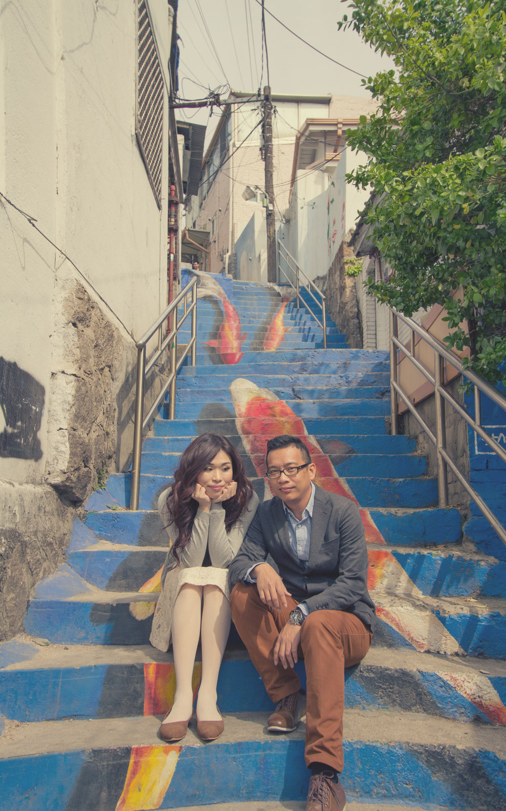 Seoul, South Korea – beautifully painted stairs.  Josh Chong Photography. www.theweddingnotebook.com
